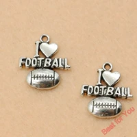 10pcs tibetan silver plated football charms pendants jewelry making bracelet necklace diy craft 20x18mm