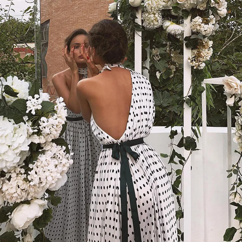 Женское летнее платье бохо длинное вечернее Праздничное Платье макси с лямкой на