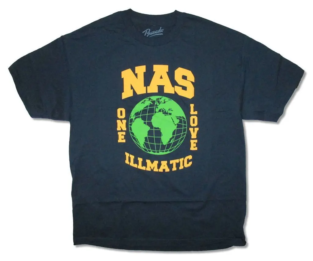 Фото NAS Globe One Love Illmatic темно-синяя футболка новая официальная Мужская одежда NAS Globe One Love Illmatic темно-синяя футболка новая официальная Мужская одежда
