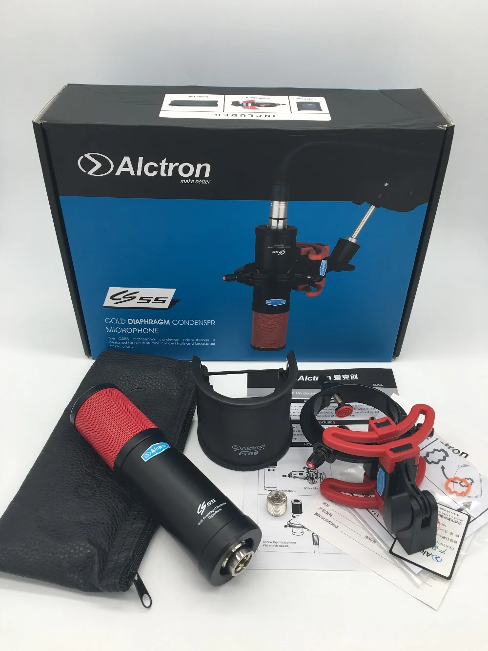Alctron CS55 с большой диафрагмой конденсаторный микрофон записи для студии, записи и сцены с ударным креплением