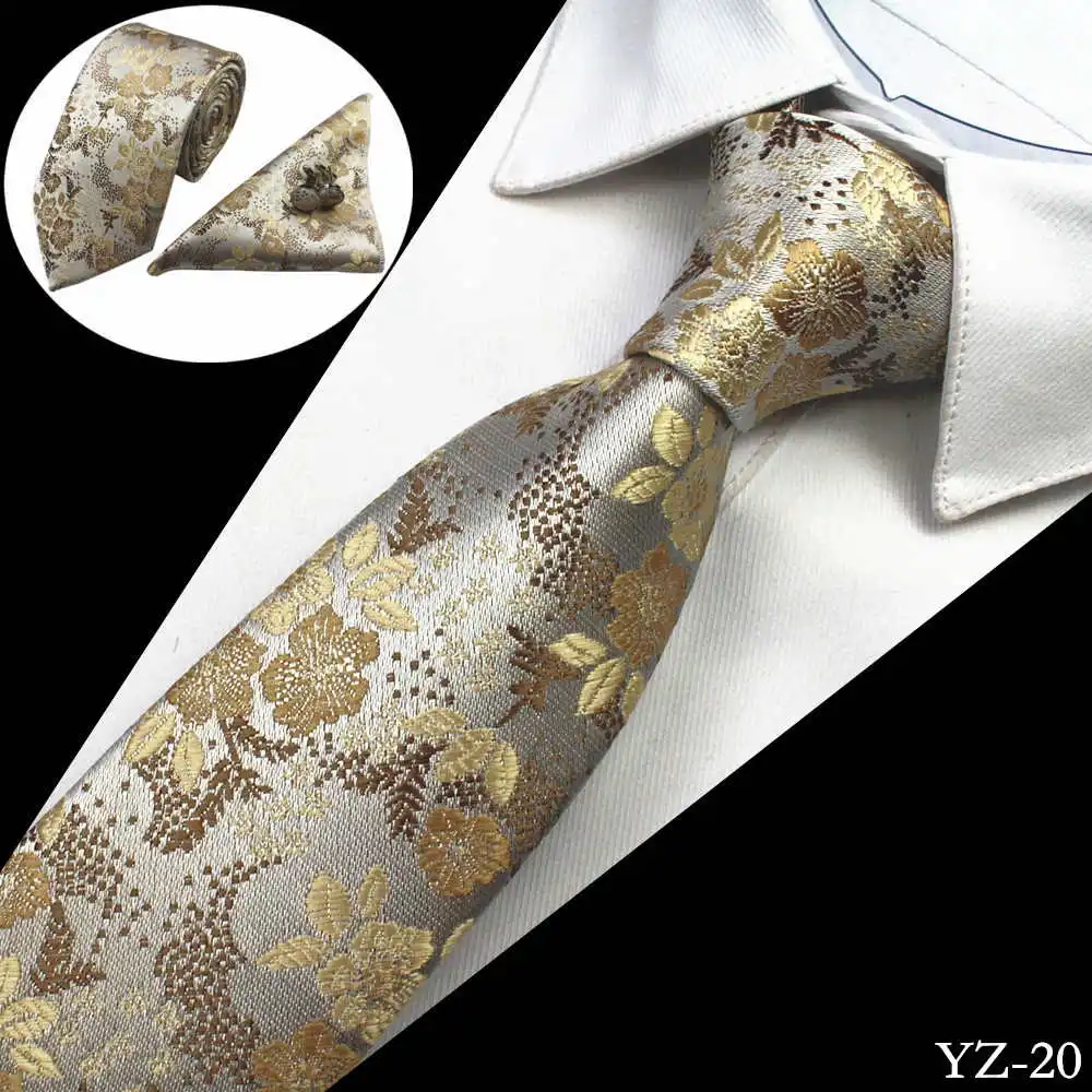 New Silk Mens Ties Neck Tie Set for Men Suits Tie Handkerchief Cufflinks Gravatas Ties for Men Wedding Vestidos Corbatas V9008