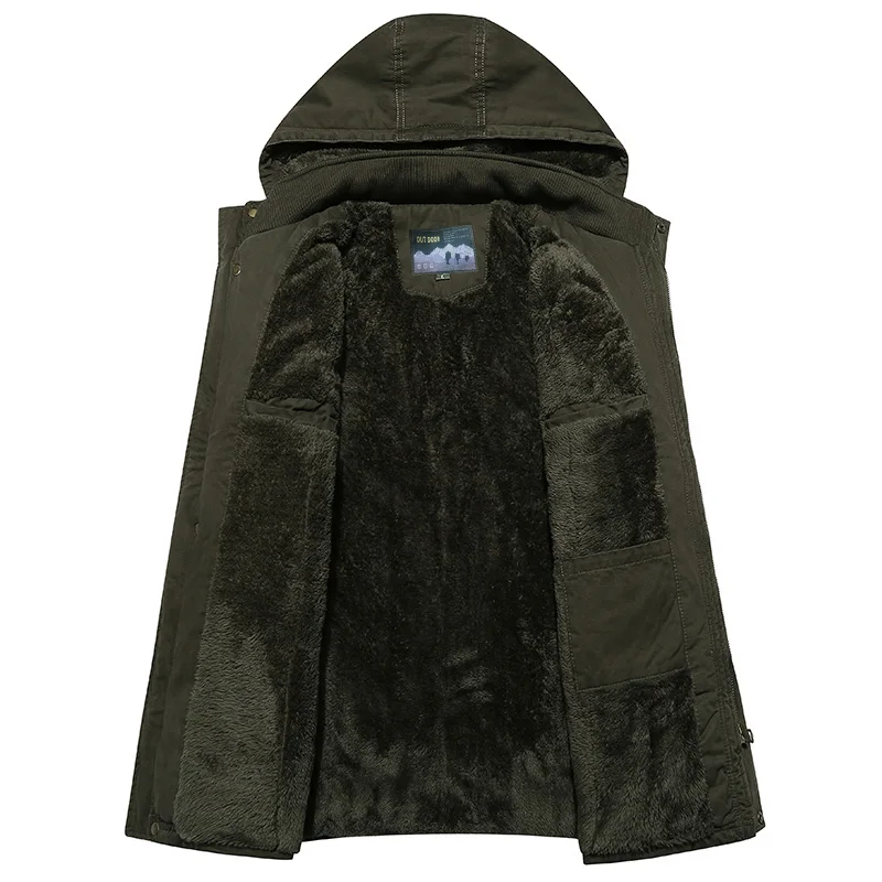 Военная зимняя куртка для мужчин Толстая теплая парка с меховым капюшоном