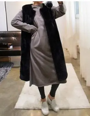 Женский длинный жилет из искусственного меха S/6Xl повседневная черная безрукавка