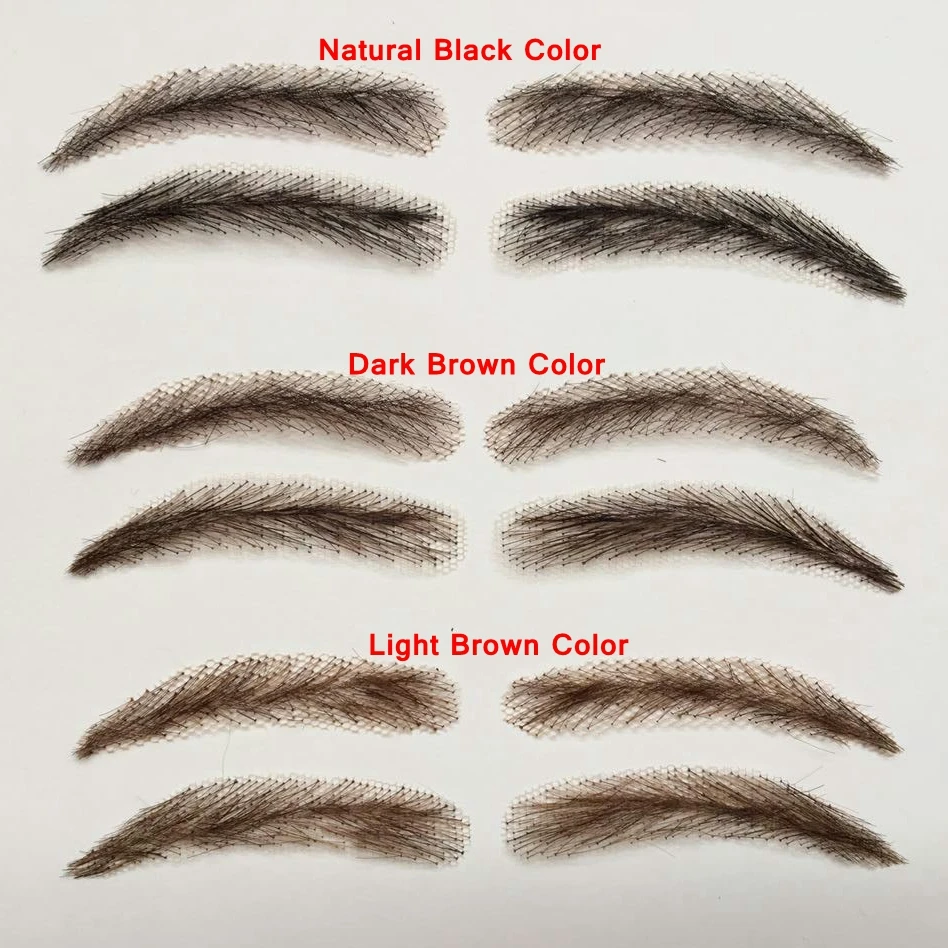 

A pair of Hand Made Human Hair Eyebrow Fake Eyebrow 003 Light Brown Color Handmade Swiss Lace Invisible Reality Eyebrow