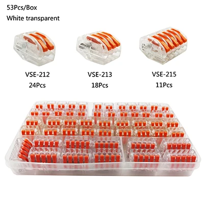53PCS transparent Тип коробки Кабельный разъем в коробке клеммный блок компактный Универсальный Домашнее освещение провода разъем для внутреннего Гибридный быстрый разъем - Цвет: 53PCS transparent