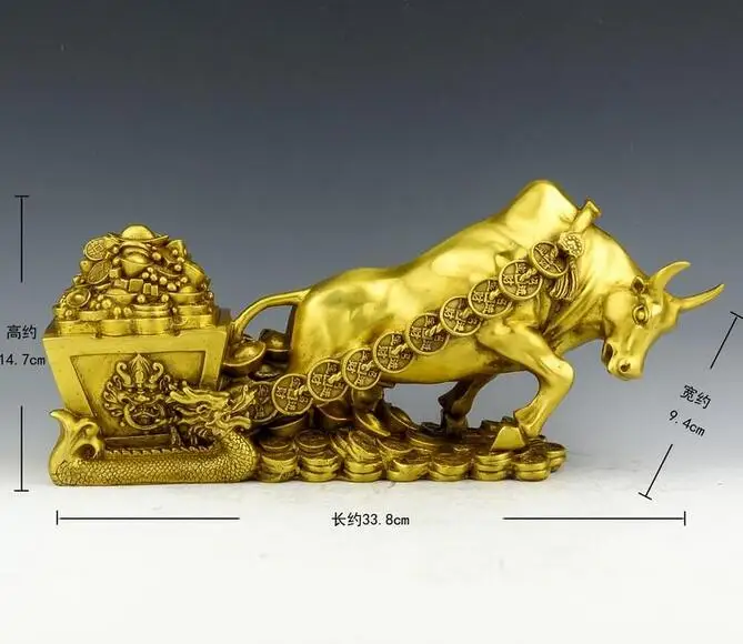 

China collection Seiko engraving brass the wealth cattle crafts statue