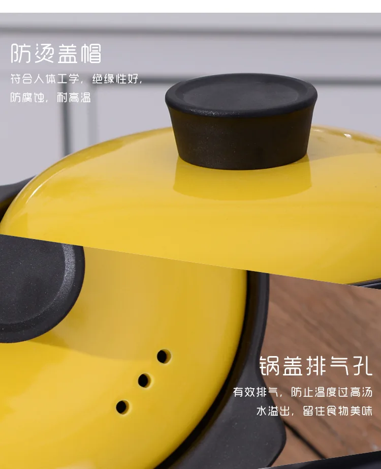 Черная большая кастрюля, высокотемпературная Керамическая кастрюля, кастрюля для супа, кастрюля для супа, кухонная посуда, керамический тушеный горшок, кухонный горшок