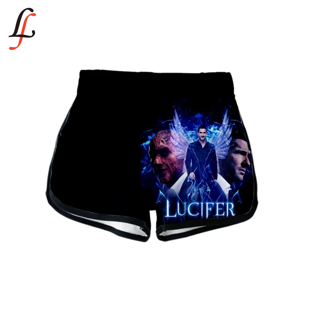 Женские шорты с 3D принтом Lucifer повседневные эластичной талией для фитнеса на