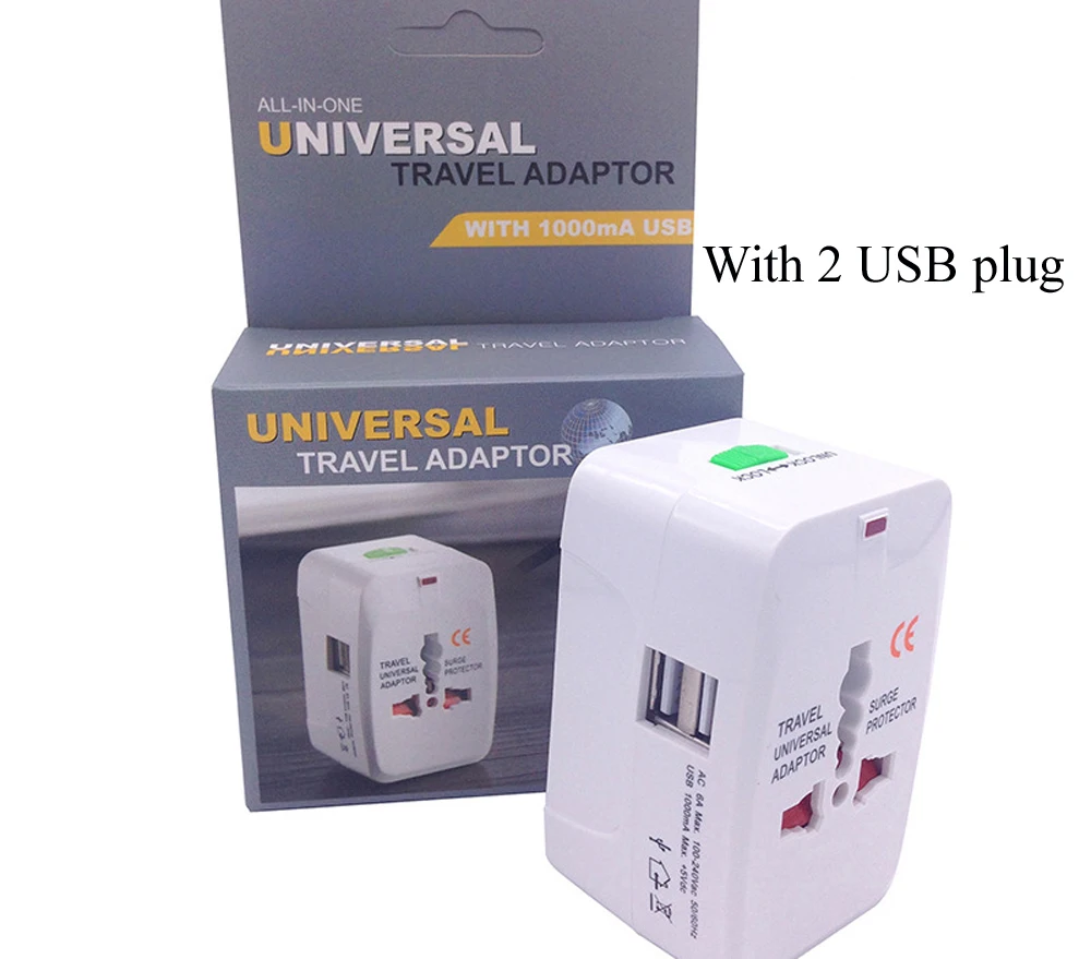 Универсальный международный штепсельный адаптер, 2 USB порта, мировое путешествие, AC зарядное устройство, адаптер с AU, US, UK, EU, переходник