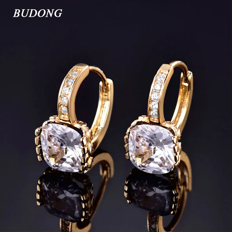 BUDONG модные квадратные серьги золотого цвета бразильские с кубическим цирконием