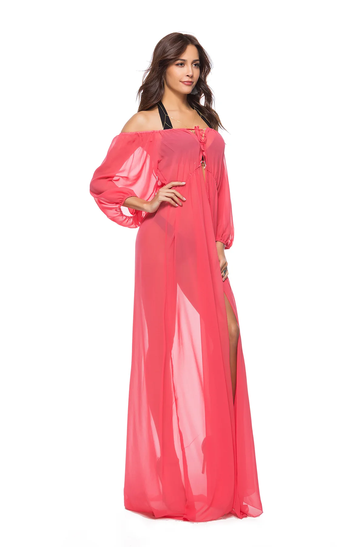 Robe De Plage, женское пляжное летнее платье, сарафаны для ванной, длинная туника, новинка, богемное, шифоновое, однотонное, ацетатное, Sierra