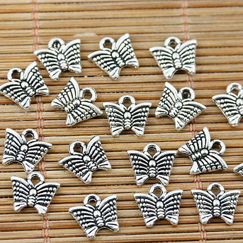 

120pcs tibetan silver tone little butterfly design charms EF1540