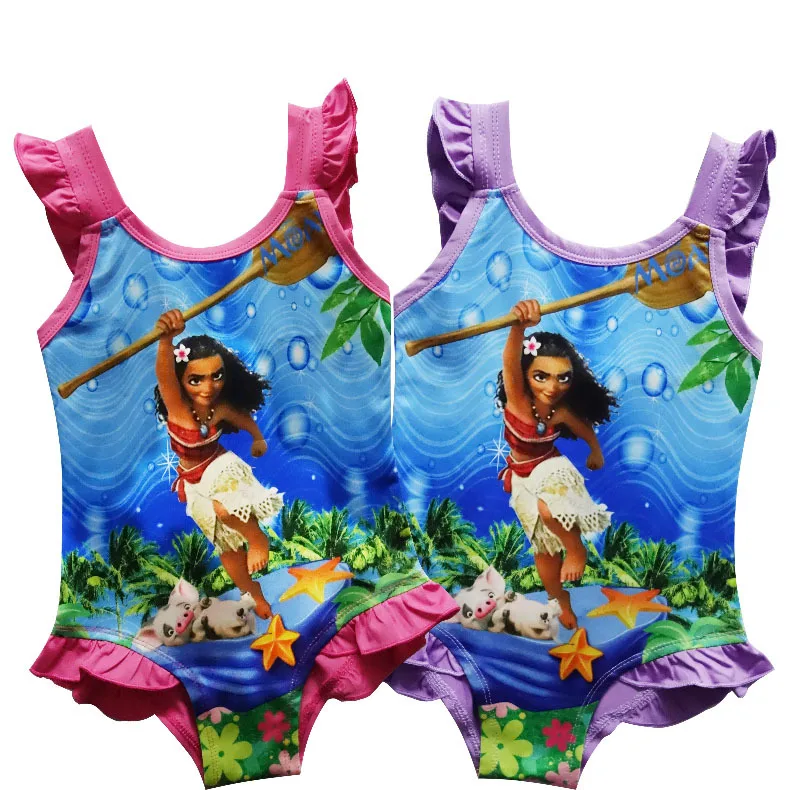 2018 new Moana trolls baby girl biquini one piece moana Cartoon swimming Bathing Suit Swim Wear Bikini Girls 4-10Y | Детская одежда и