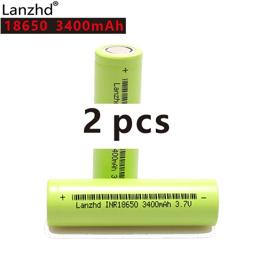 2 PCS 18650 Литий-ионный 18650 3400 mah INR18650 30A большой ток литий-ионный аккумулятор для фонарика(1-8 шт - Цвет: 2 PCS 18650