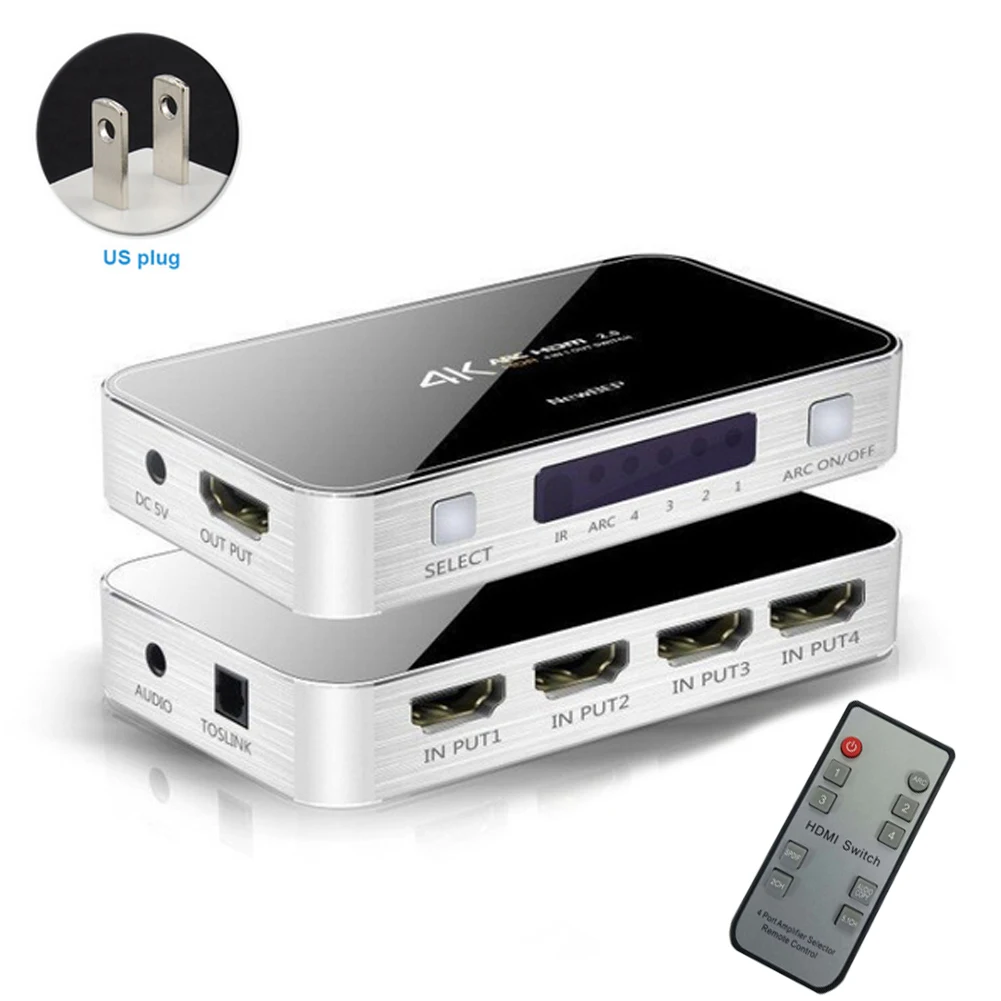 Селектор HDMI 2 0 4 вход 1 выход с удаленным коммутатор переключатель FHD 3D | Компьютеры