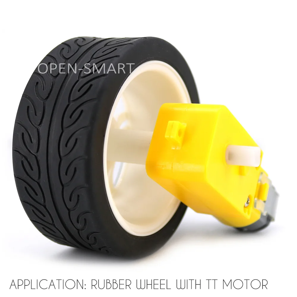 4 шт. 65 мм Φ резиновое колесо для двигателя TT Arduino Smart Car черный + белый|wheels for|wheels