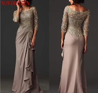2018 modest arabic party gowns with long sleeves formal evening dresses elegant sheer lace mother of the bride groom dresses