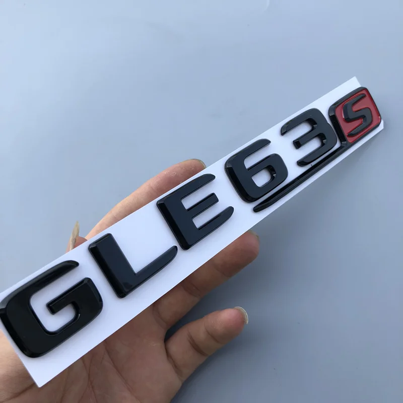 black red GLE63S Длинные буквы R S Эмблема для Mercedes Benz AMG GTR C63S E63S GLC63S GLE63S Эмблема для стайлинга автомобилей Наклейка на багажник черный красный серебристый - Цвет: black red GLE63S