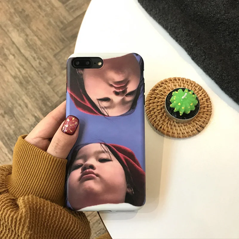 Симпатичные Корея Маленькая девочка выражение лица телефон Обложка для 6 S 7 Plus