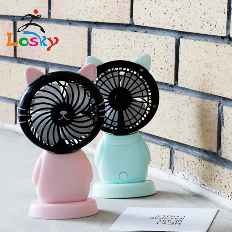 Cartoon USB charging small fan student dormitory portable mini cute kitten electric handheld | Бытовая техника