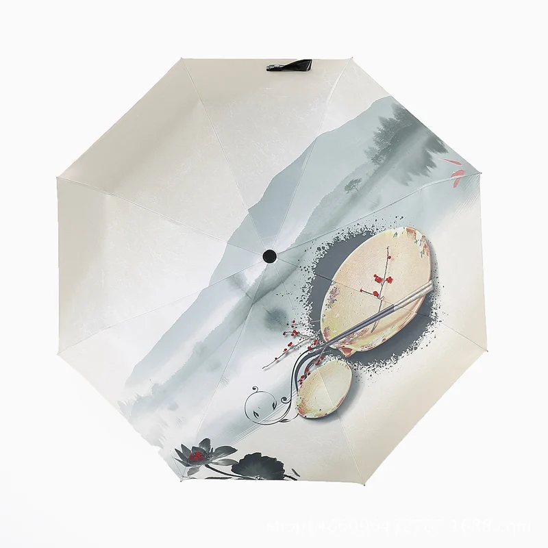 Ink and wash Kocotree, высокое качество, мужские зонты от дождя, складной, анти-УФ, зонтик для женщин, подарок, ветрозащитный, китайский, рисунок тушью, большой зонтик - Цвет: Ink and wash