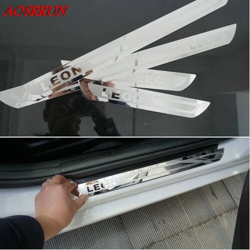 

car styling Stainless Steel Side Door Scuff Plate fit For SEAT LEON CUPRA MK2 MK3 FR ST 2010-2018 auto accessories automobiles