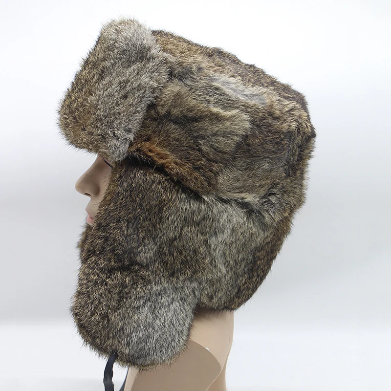 JKP NEW Autumn and Winter men's 100% genuine leather real rabbit fur winter hat ski hat