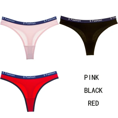 pinkblackred JERRINUT, 3 шт., сексуальные трусики, стринги, нижнее белье для женщин, бесшовные трусики, Спортивное нижнее белье с буквами, хлопковые стринги, женские трусы - Цвет: pinkblackred