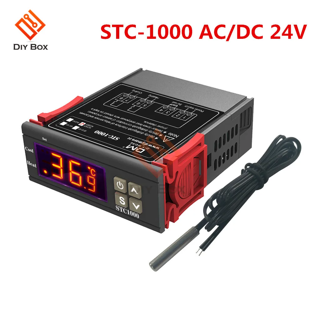 STC-1000 AC DC 24V STC-1000 3000 3008 двойной светодиодный цифровой термостат регулятор температуры DC 12 В 24 В AC 110 В 220 в регулятор нагрева и охлаждения - Цвет: STC-1000 AC DC 24V