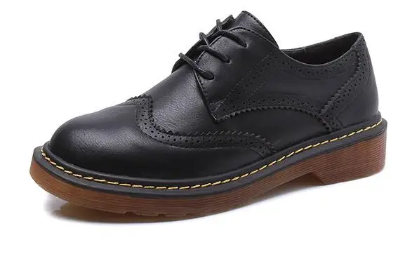 Женские ботинки-броги на толстой подошве со шнуровкой sapatos feminina женская обувь
