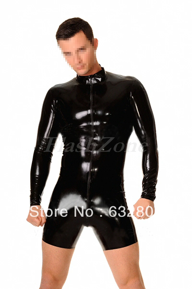 Бесплатная доставка ~ мужские латексные комбинезоны с длинным рукавом молнией