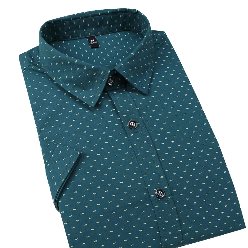 Приталенная Мужская рубашка с коротким рукавом на весну и осень 100% хлопок модная