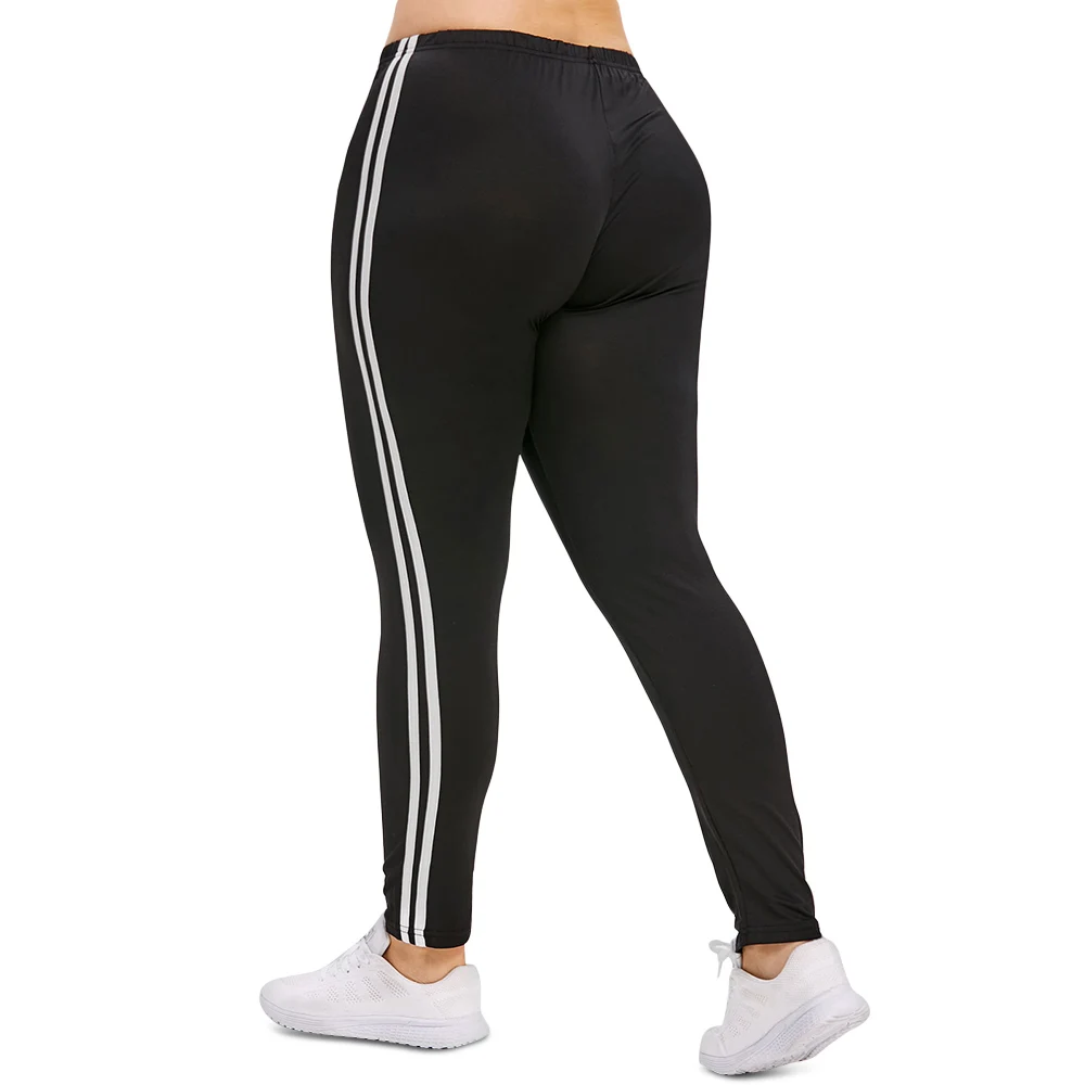 Новый Плюс Размер 5XL Женские Леггинсы Хлопок Боковая Полоса Повседневная Брюки
