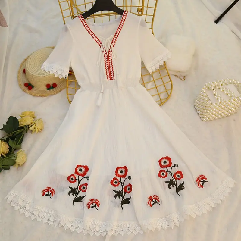 Бальное мини платье Белое Женское новое модное летнее с коротким рукавом и