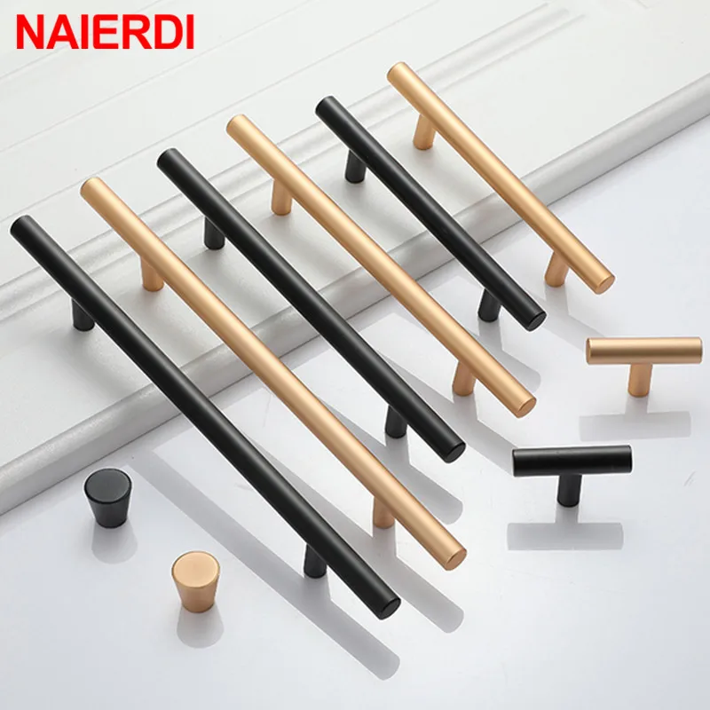 

NAIERDI 2" ~ 39'' Kitchen Door Handles T Bar Pull Straight Handle Drawer Knobs Cabinet Pulls Diameter 12mm Furniture Handle