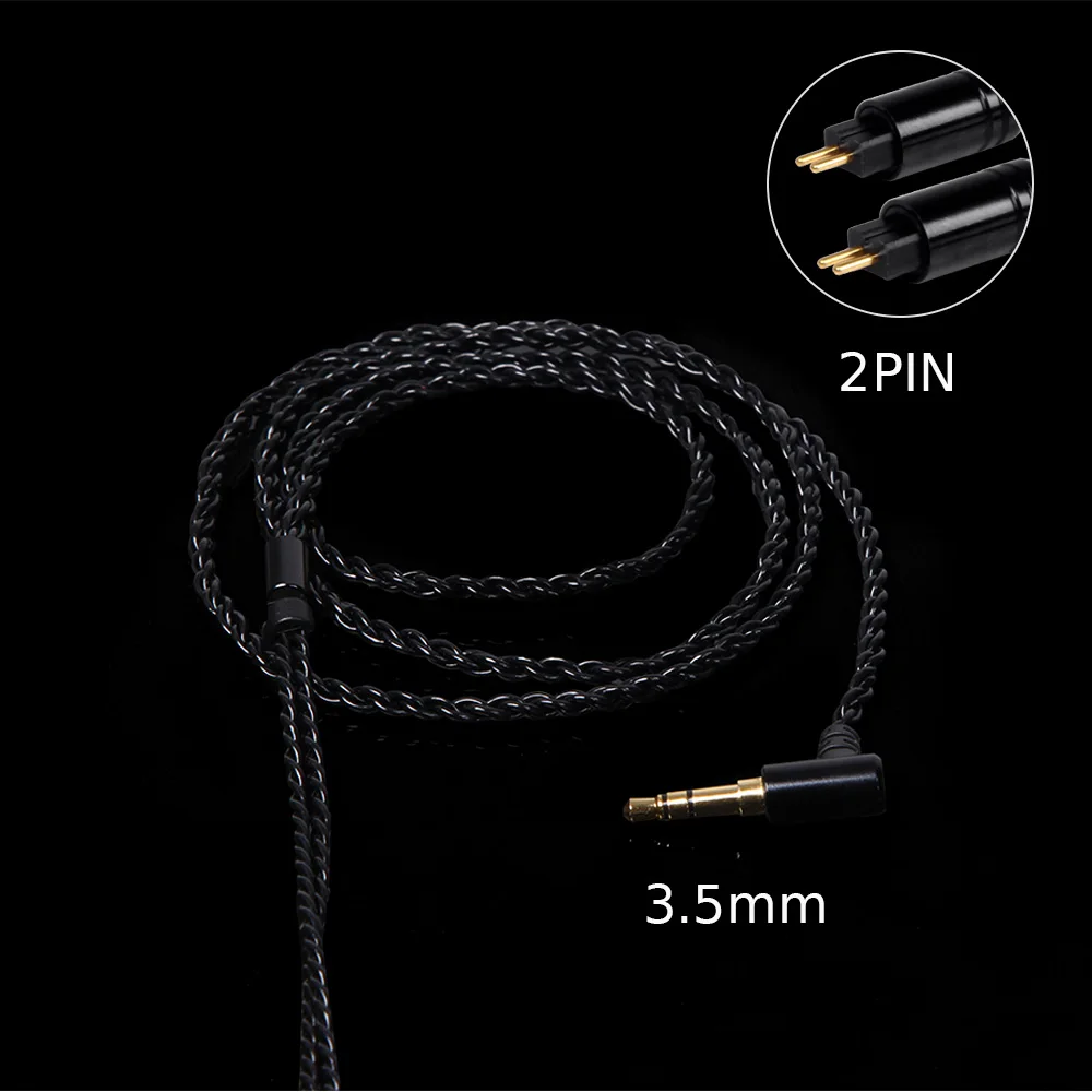 Black 2PIN FDBRO, новинка, 4 ядра, гарнитура, Обновленная линия, Посеребренная гарнитура MMCX Line IE80 для IM 2Pin 0,78 мм A2DC Line, гарнитура 3,5 мм - Цвет: Black 2PIN