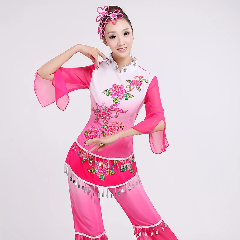 Женский китайский танцевальный костюм Yangko классическая одежда для фаната