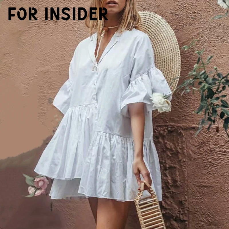 Для Insider белая рубашка летнее пляжное платье для женщин многослойное