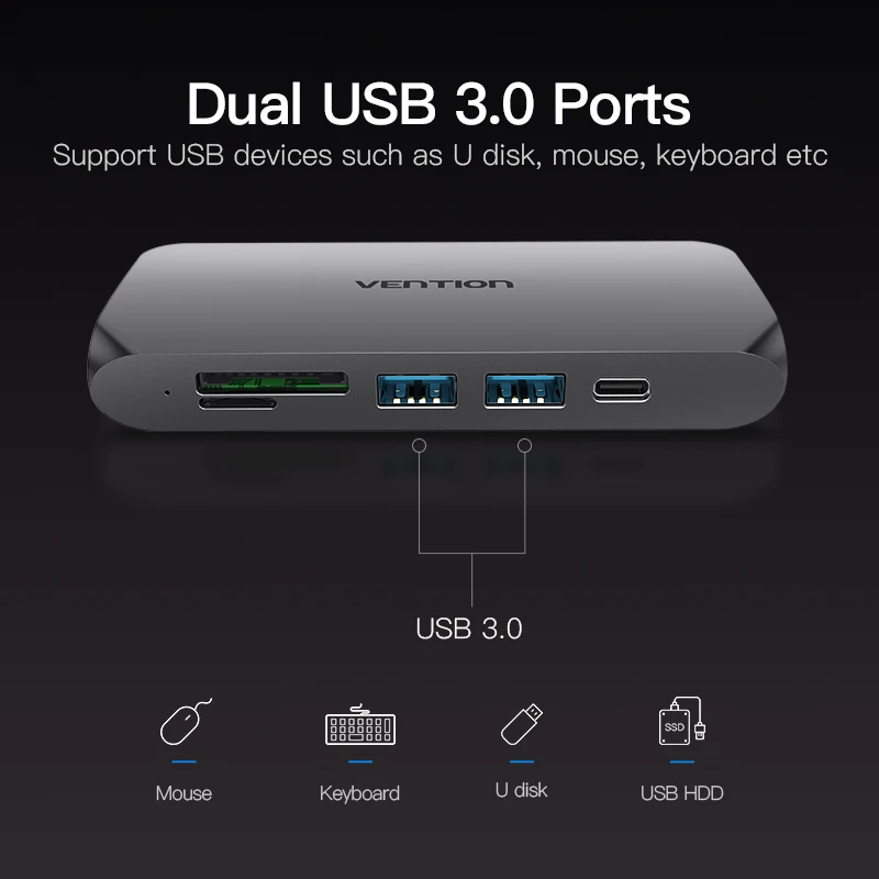 Vention USB C к HDMI концентратора Тип 3 0 4 K Thunderbolt адаптер для Macbook samsung Galaxy S9 huawei P20 Pro HUB |