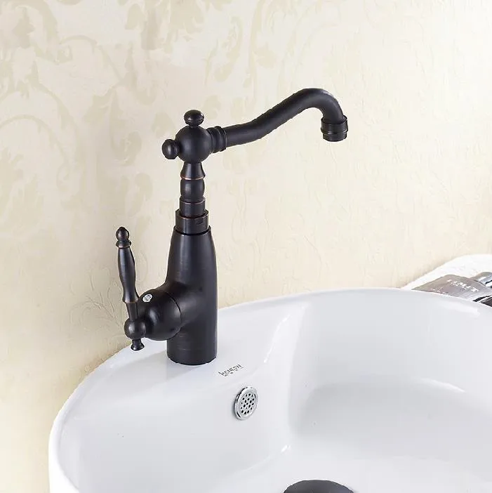 Смесители для раковины черный античный латунный Ретро смеситель в ванной