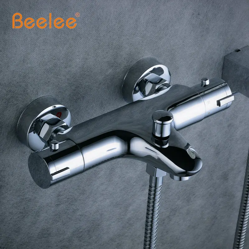 Высококачественный хромированный настенный термостатический смеситель Beelee для