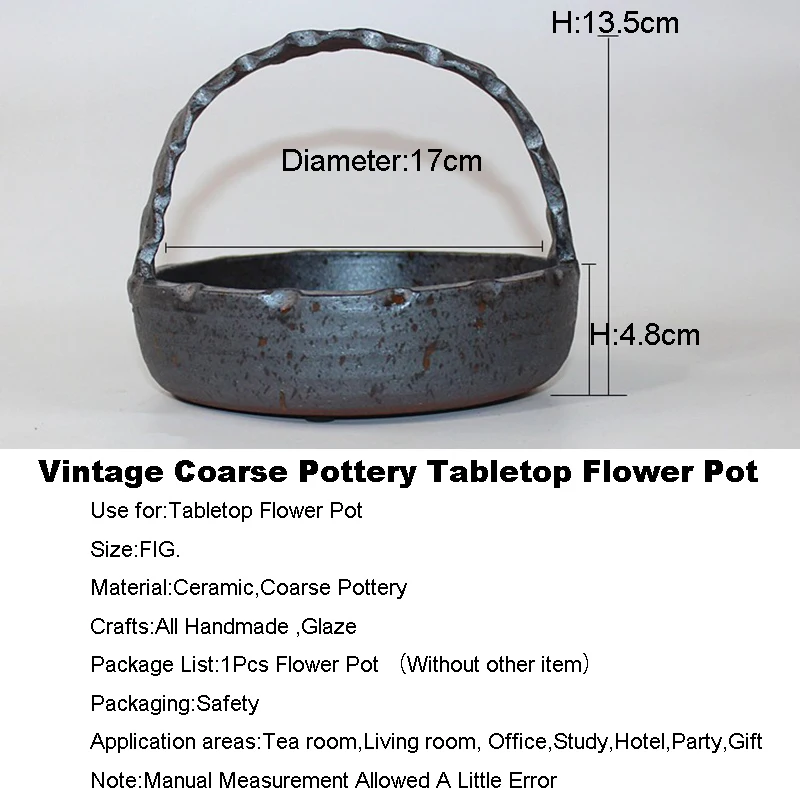 Vintage Handmade Coarse Pottery Flower Basket Tabletop Pot Vase Zen Ceremony Ikebana Tool Ceramic Containers Home Decor | Дом и сад