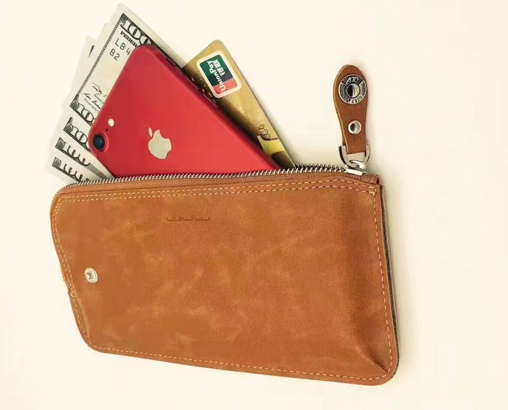 Синтетическая кожа застежка молния карты бумажник мобильный телефон case чехол