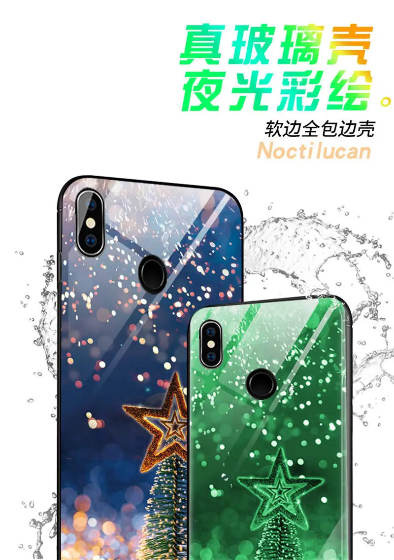Чехол для телефона Xiaomi Redmi Note 7 Pro Note 5 Plus, чехол, светящаяся задняя крышка из закаленного стекла, силиконовый чехол, Fundas
