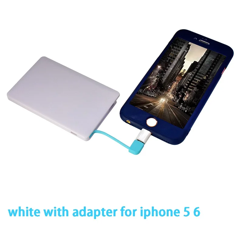 white w i adapter Мощность аккумулятор ультратонкий 3000 мА/ч, cardportablecharger резервный внешний Батарея мобильный Мощность банка для xiaomi iPhone 6/6s/7/8 plus - Цвет: white w i adapter