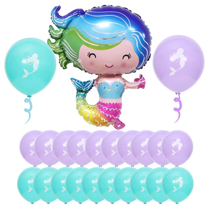 

cartoon hat Mermaid Theme Foil Balloons Happy Birthday Wedding Decorations Balloons Baby shower Market Activity Party Supplies