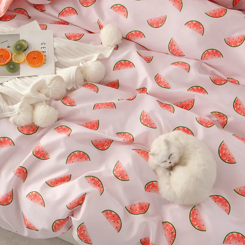 Набор постельного белья арбуз плоский лист 3/4 шт Семейный комплект включает