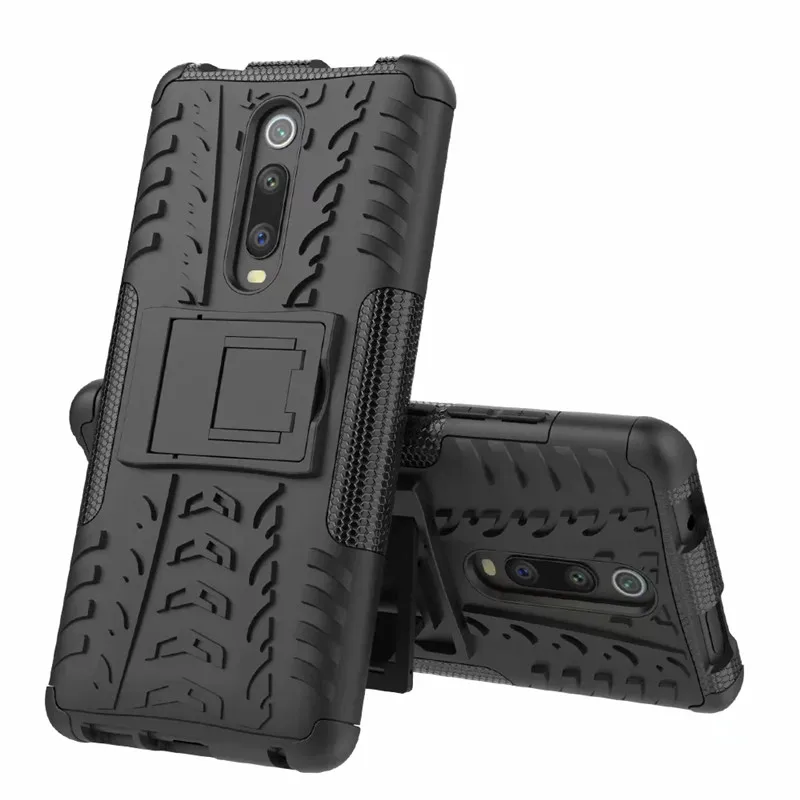 Black 360 полная защитная обшивка чехол-подставка для Xiaomi mi 9T Red mi K20 Pro Мягкая силиконовая жесткая задняя крышка для Xaio mi Red mi K20 Pro mi-9 T - Цвет: Black