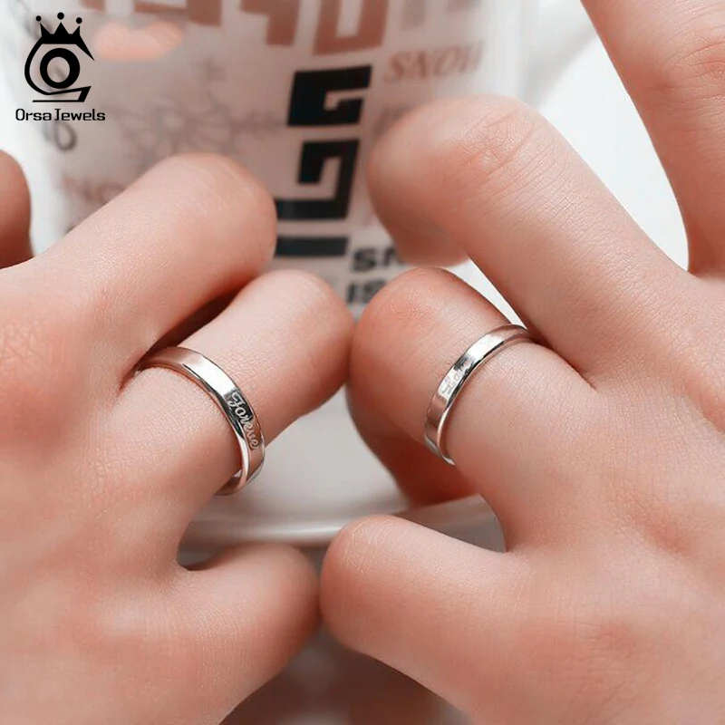 ORSA JEWELS, Настоящее 925 пробы, серебряные женские кольца, образец, корейский стиль, мужское обручальное кольцо, хорошее ювелирное изделие, подарок OSR73