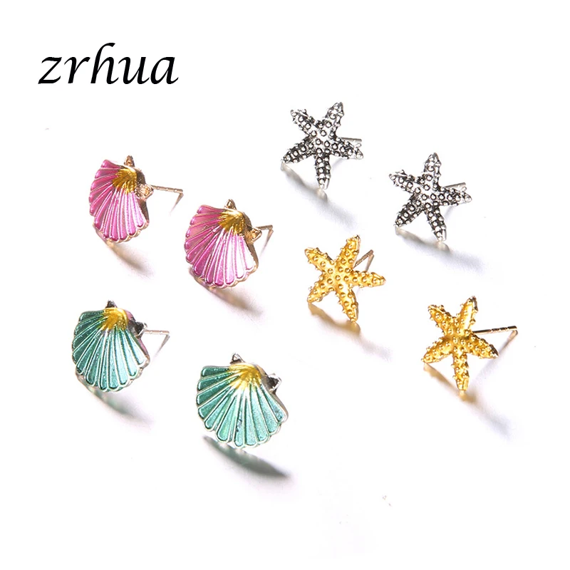 ZRHUA 2018 хит продаж простые серьги гвоздики женские модные ювелирные изделия